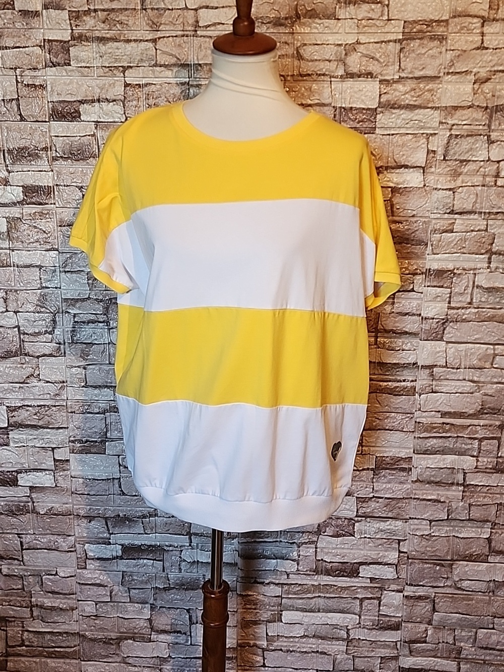 Lalita Fashion  Yellow and White Striped Short Sleeves